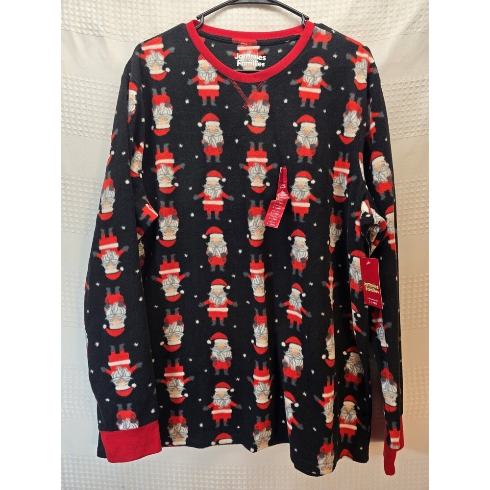 Jammies for Your Families Men's Fleece Pajama Top Large Santa Christmas